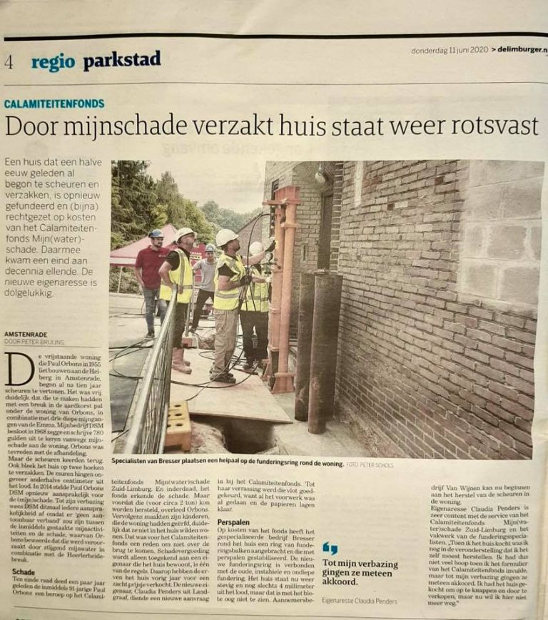 Door mijnbouwschade verzakt woonhuis in Amstenrade rechtgezet