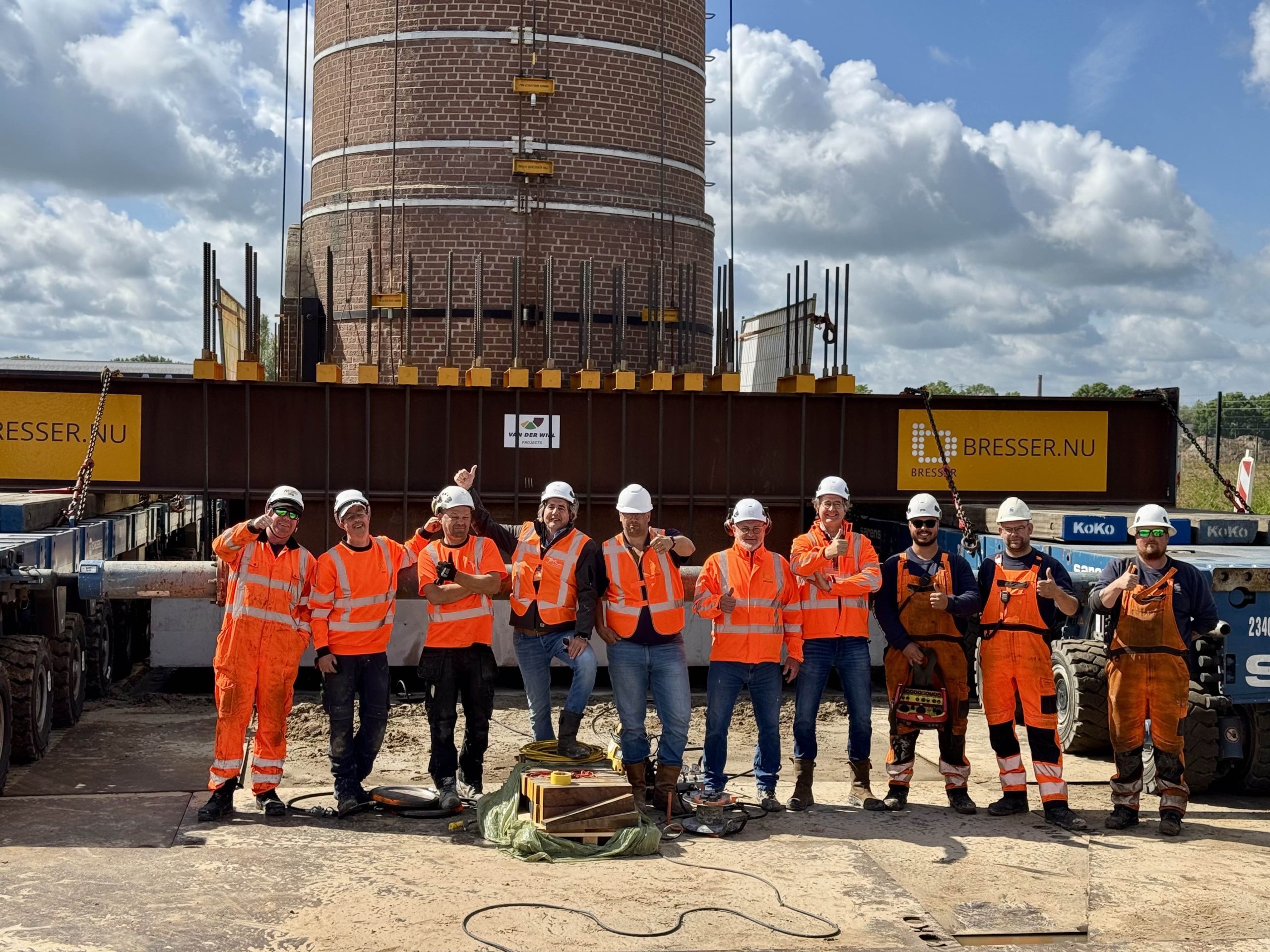 50 meter hoge schoorsteen 170 meter verplaatst